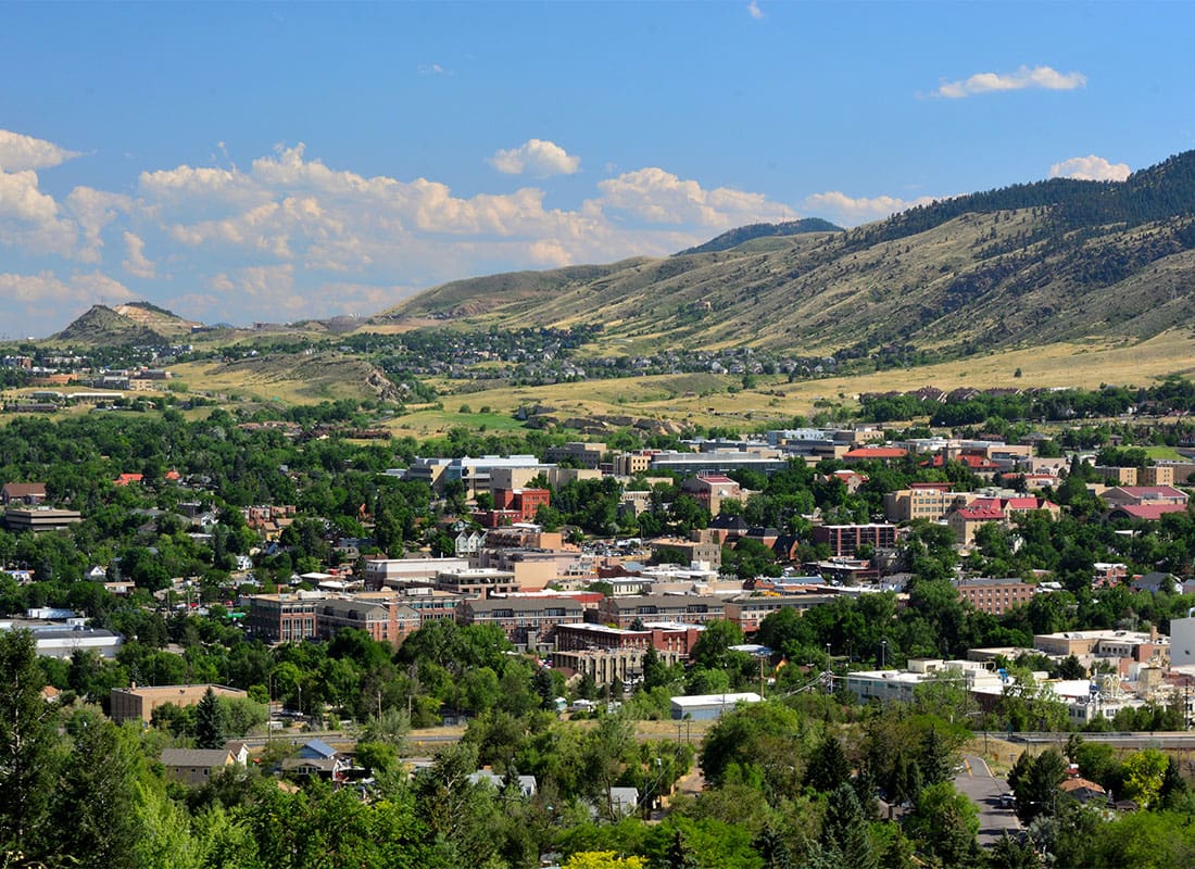Cortez, CO - Downtown Golden, Colorado in the Rocky Mountains on a Sunny Day